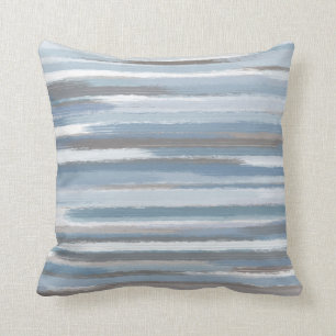 Coussin Bleu ardoise Bleu Taupe Abstrait bandes