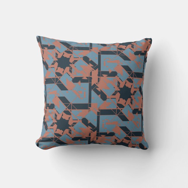 Coussin Bleu ardoise rouille marine Méditerranée mosaïque  (Recto)