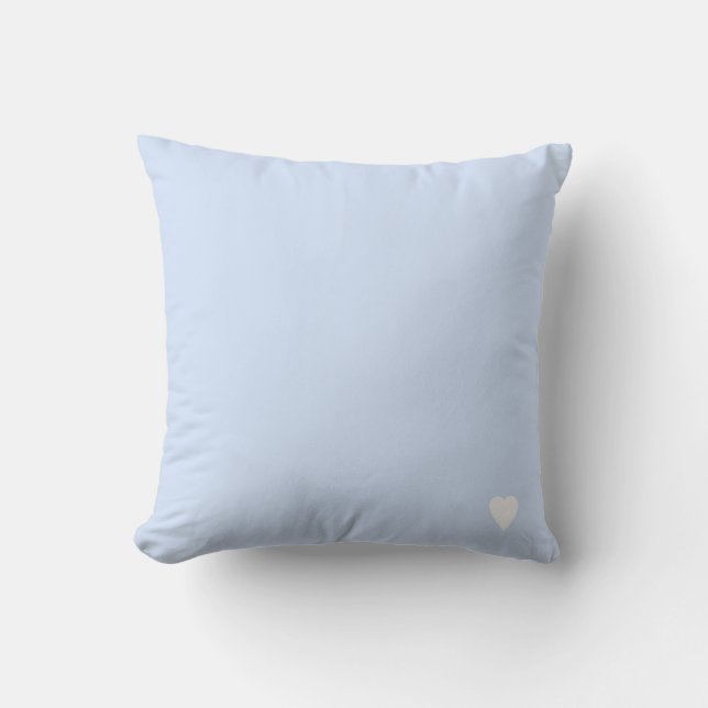 Coussin Bleu Bébé Doux Uni Couleur Pastel Avec Cœur (Recto)