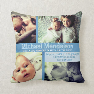 Coussin bleu bébé garçon sur mesure
