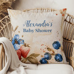 Coussin Bleu Berry baby shower doux<br><div class="desc">Ajoutez un peu de douceur à votre décor de pépinière ou de baby shower grâce à notre oreiller doux Blueberry Berry Sweet Throw. Dotée d'une charmante décoration de bleuets sur un tissu moelleux et moelleux, cette coussin est à la fois adorable et cosy. Placée sur un fauteuil à bascule, un...</div>