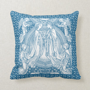 Coussin Bleu Blanc Assomption de Marie Jésus Religieux