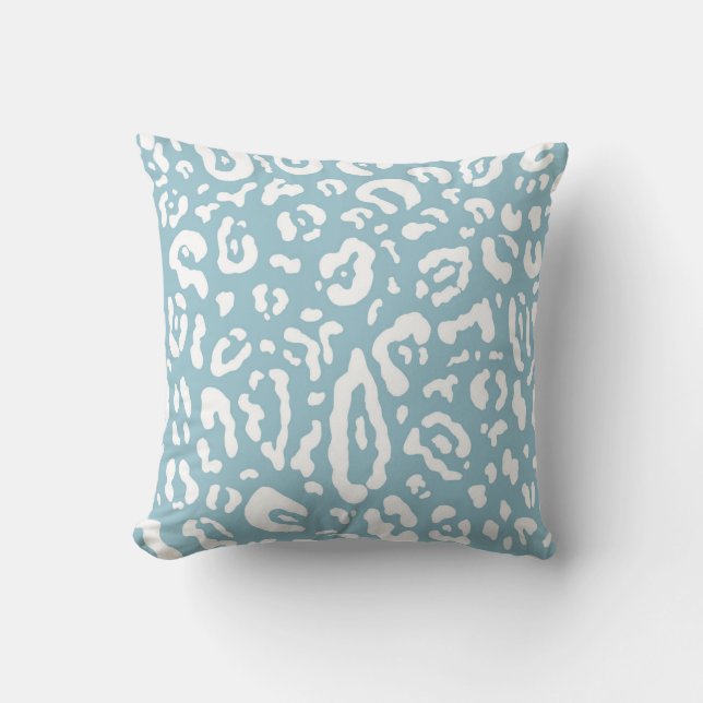 Coussin Bleu & Blanc Chic Cheetah Léopard Imprimé Animal  (Recto)