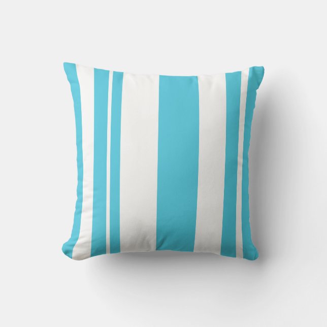 Coussin Bleu blanc et bleu clair Lecteur rayé (Recto)