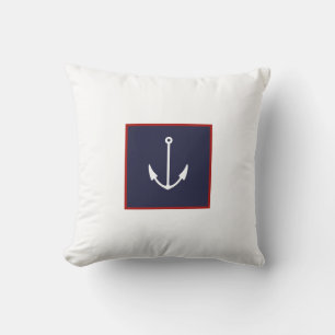 Coussin Bleu blanc et bleu marine Ancre Jeu d'oreiller