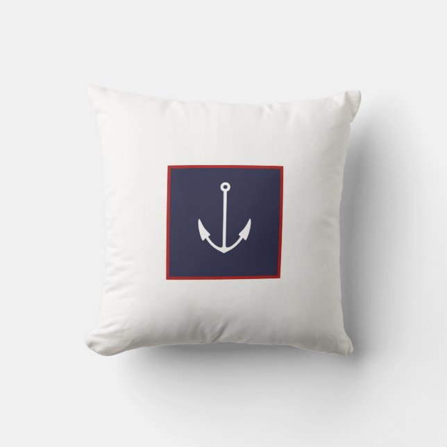 Coussin Bleu blanc et bleu marine Ancre Jeu d'oreiller (Recto)