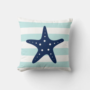 Coussin Bleu blanc et Grandes pintes Motif Starfish