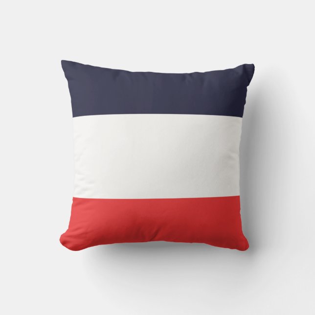 Coussin Bleu blanc et rouge rayé (Recto)