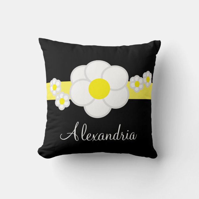Coussin Bleu blanc foncé Jaune (Recto)