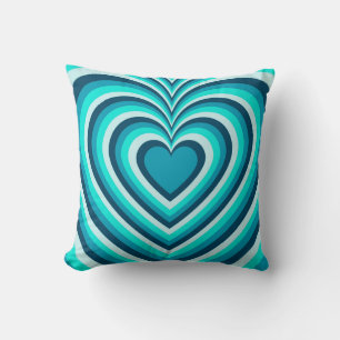 Coussin Bleu Blanc Hypnotique Motif d'amour du coeur