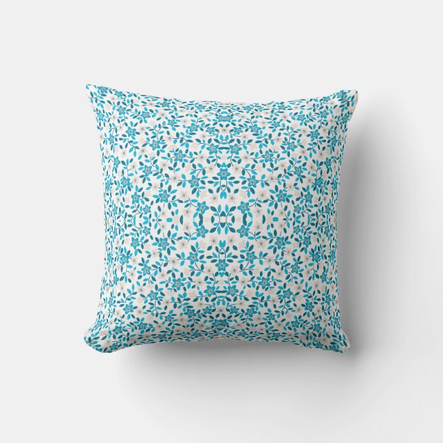 Coussin Bleu blanc mignon fleurs printanières sans couture (Recto)