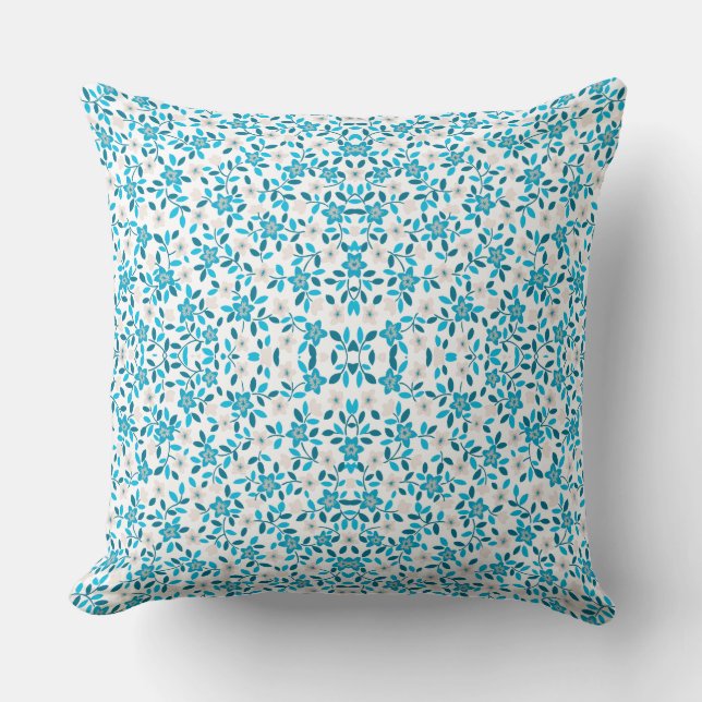 Coussin Bleu blanc mignon fleurs printanières sans couture (Recto)