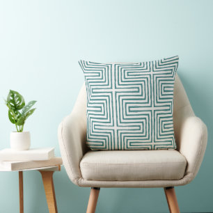 Coussin bleu blanc Motif en tissu de boue