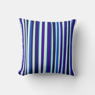 Coussin Bleu blanc Rayé Abstrait peinture acrylique
