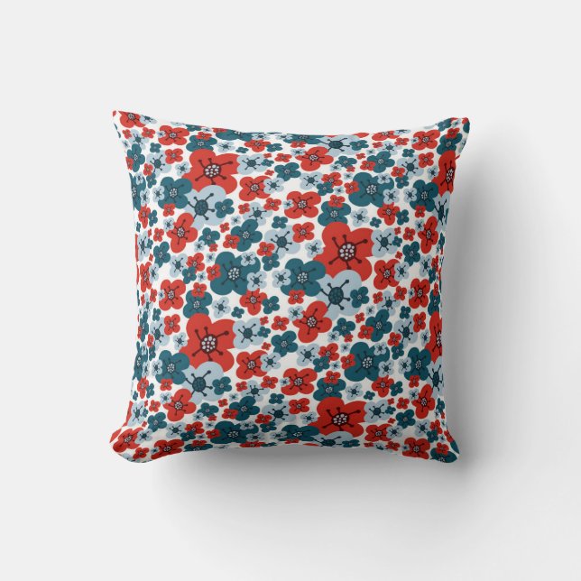 Coussin Bleu blanc, rouge et blanc Motif (Recto)