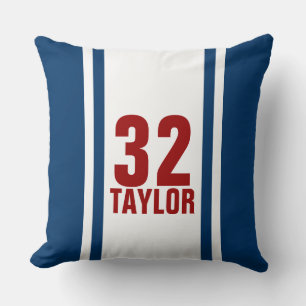 Coussin Bleu & Blanc Striped Sports Jersey Jeu d'oreiller