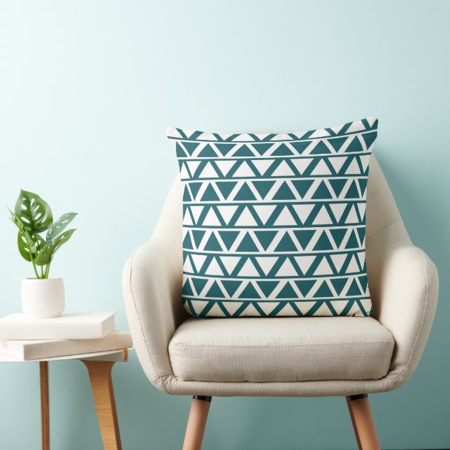 Coussin Bleu blanc triangle rayures Motif géométrique (Chaise)