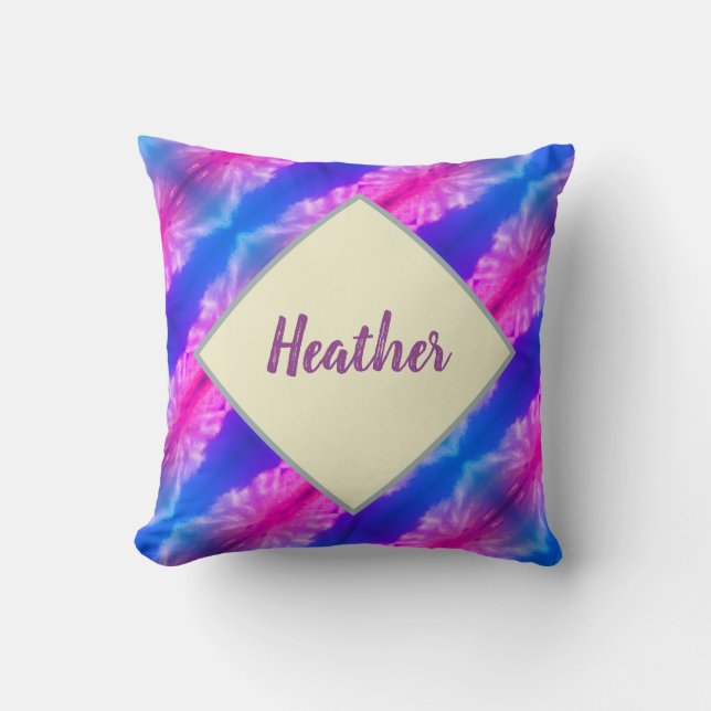 Coussin Bleu Bleu Clair Neon Purple Stripe Vivid Abstrait (Recto)