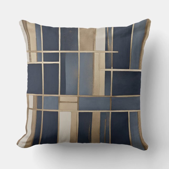 Coussin Bleu bleu Dusty bleu Tan Plaid (Recto)