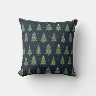 Coussin Bleu bleu et blanc arbres de Noël Festive