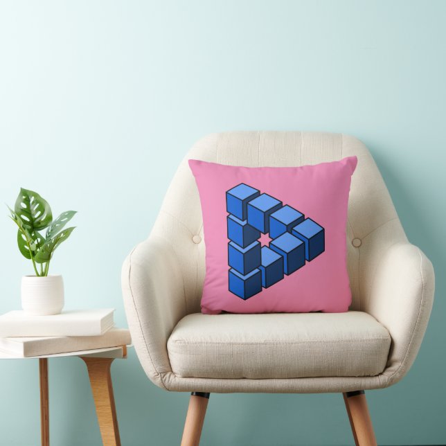 Coussin Bleu Bleu Rose Impossible Triangle Blocs (Chaise)
