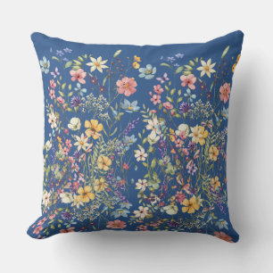 Coussin Bleu Botanique Floral
