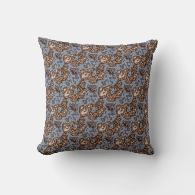Coussin Bleu Brown tons Mottled Abstrait moderne Motif (Recto)