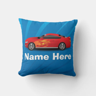 Coussin Bleu clair avec Red Sports Voitures Flames Enfants