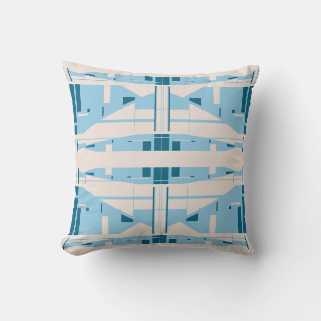 Coussin Bleu clair Beige Méditerranée Art Abstrait Mosaïqu (Recto)