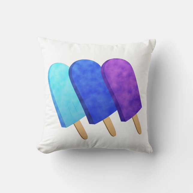 Coussin Bleu clair, Bleu et Pop de glace pourpre (Recto)