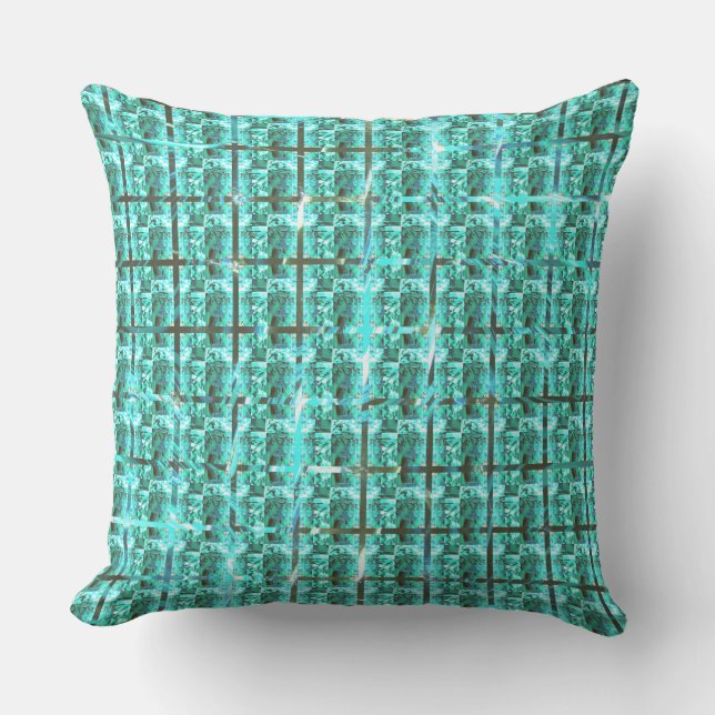 Coussin Bleu clair brillant, carrés ou image à l'intérieur (Recto)