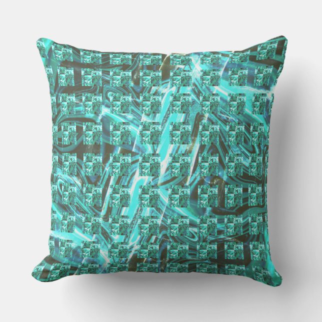 Coussin Bleu clair, carré ou image sous la râpe? (Recto)