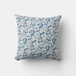 Coussin Bleu clair et blanc Élégant Dainty motif floral
