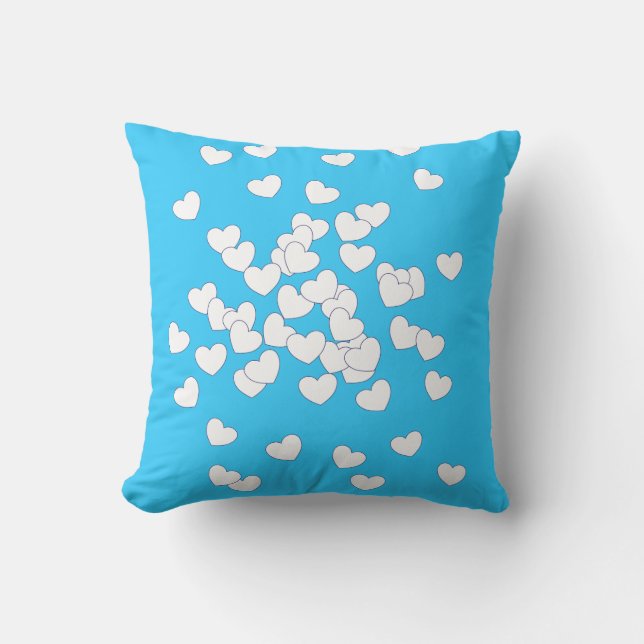 Coussin Bleu Clair Et Coeurs Blancs Doux, Enfants (Recto)