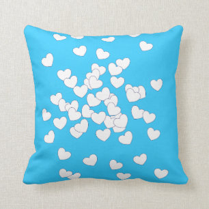 Coussin Bleu Clair Et Coeurs Blancs Doux, Enfants