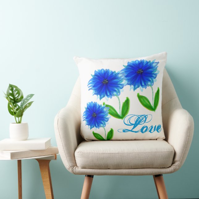 Coussin Bleu clair Floral (Chaise)
