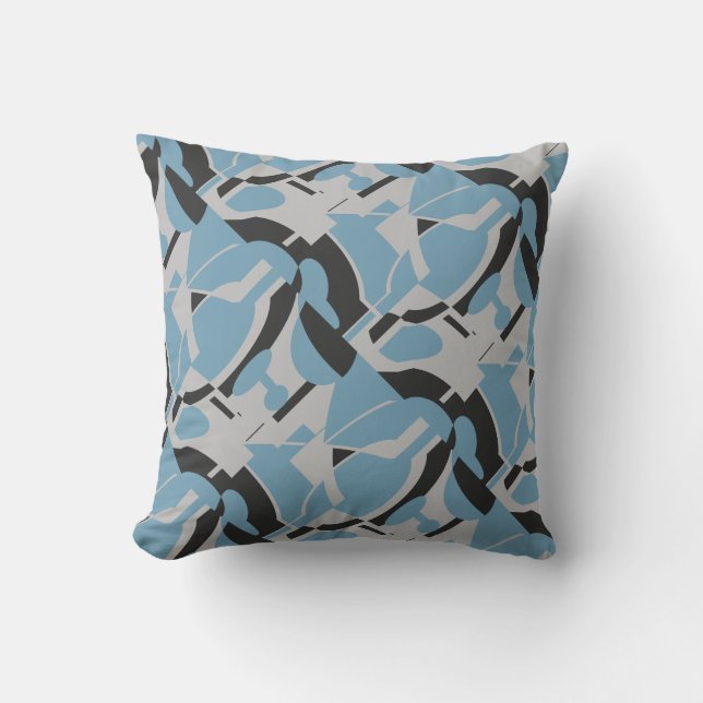 Coussin Bleu clair gris noir Diagone MCM Look Art Imprimer (Recto)