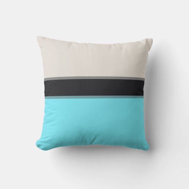Coussin Bleu clair moderne Gris argenté Gris Noir Gris (Recto)