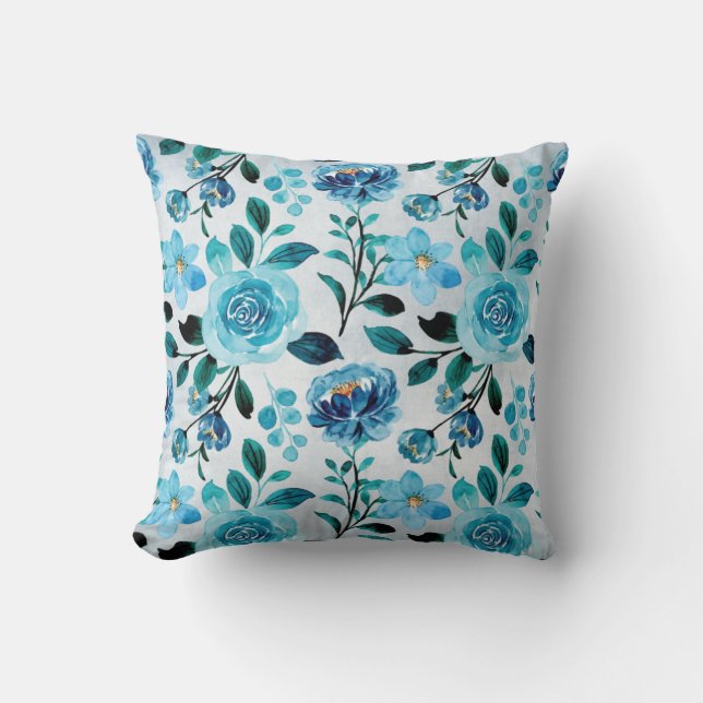 Coussin Bleu clair Pays Motif Floral (Recto)
