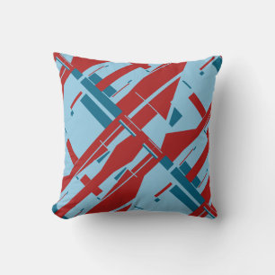 Coussin Bleu clair rouge foncé diagonale abstraite Concept