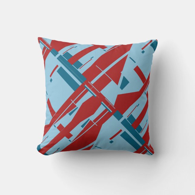 Coussin Bleu clair rouge foncé diagonale abstraite Concept (Recto)