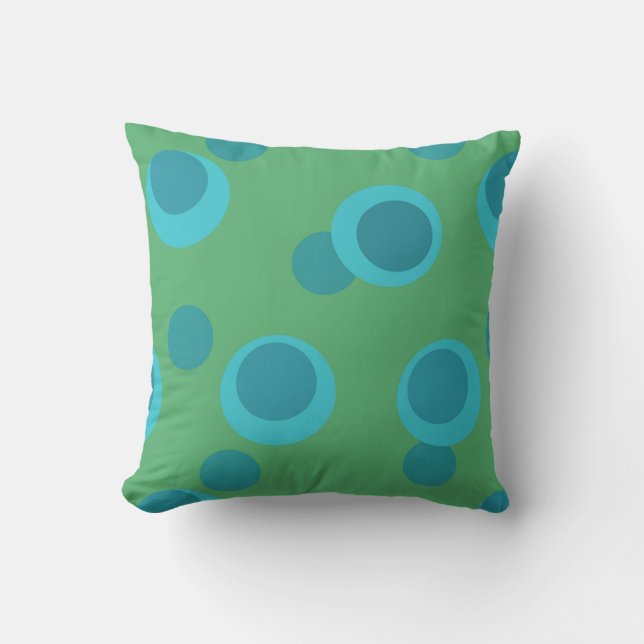Coussin Bleu clair, sarcelle, points rétro ardoise sur Oli (Recto)