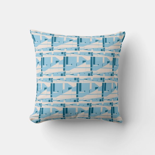 Coussin Bleu clair sur Méditerranée beige Petites mosaïque (Recto)