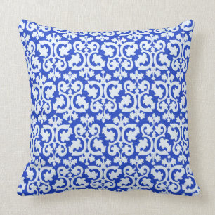 Coussin Bleu Damas
