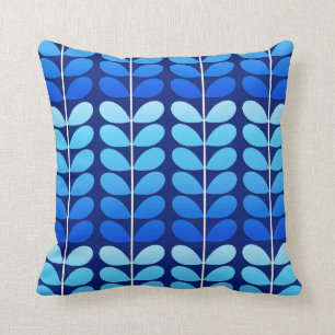 Coussin Bleu danois de feuille, de marine et de cobalt de