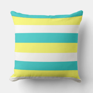 Coussin Bleu d'Aqua, jaune citron et blanc