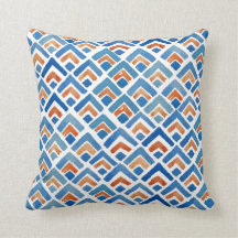 Coussin bleu de Boho et orange éclectique