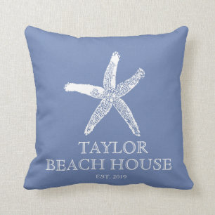 Coussin bleu de Chambre de plage d'étoiles de mer