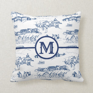 Coussin Bleu de Chattanooga de monogramme