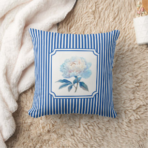 Coussin Bleu de Cobalt à rayures à pois Floral